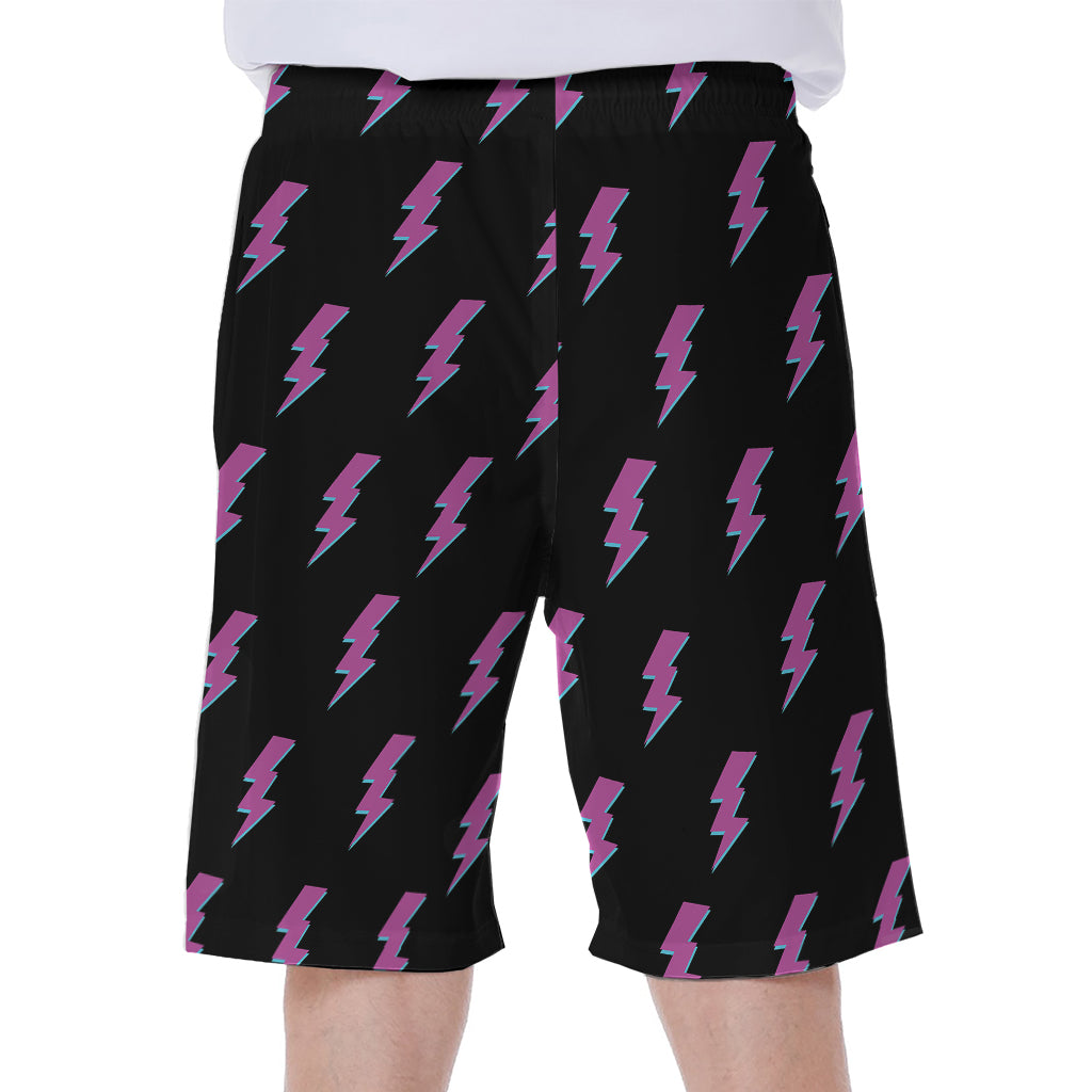 Purple And Teal Lightning Pattern Print Men's Beach Shorts