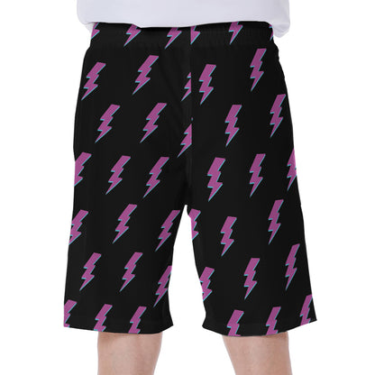 Purple And Teal Lightning Pattern Print Men's Beach Shorts