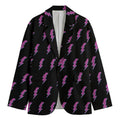 Purple And Teal Lightning Pattern Print Men's Blazer