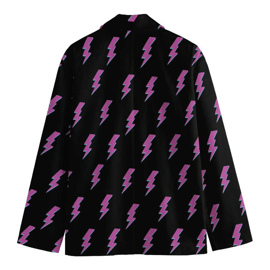 Purple And Teal Lightning Pattern Print Men's Blazer