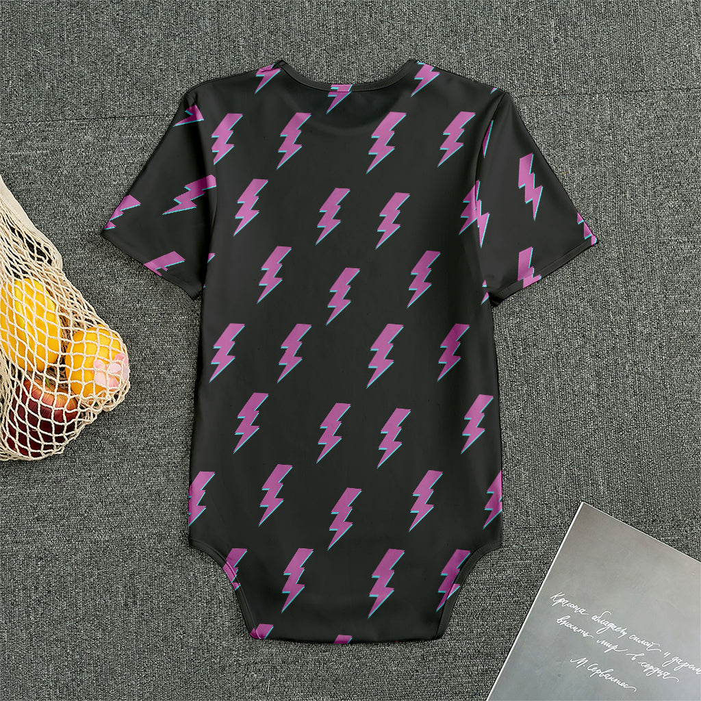 Purple And Teal Lightning Pattern Print Men's Bodysuit