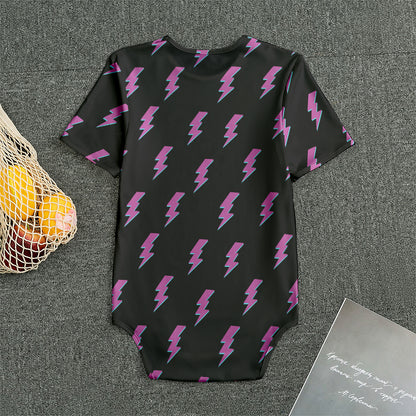 Purple And Teal Lightning Pattern Print Men's Bodysuit