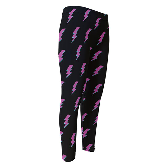 Purple And Teal Lightning Pattern Print Men's Compression Pants