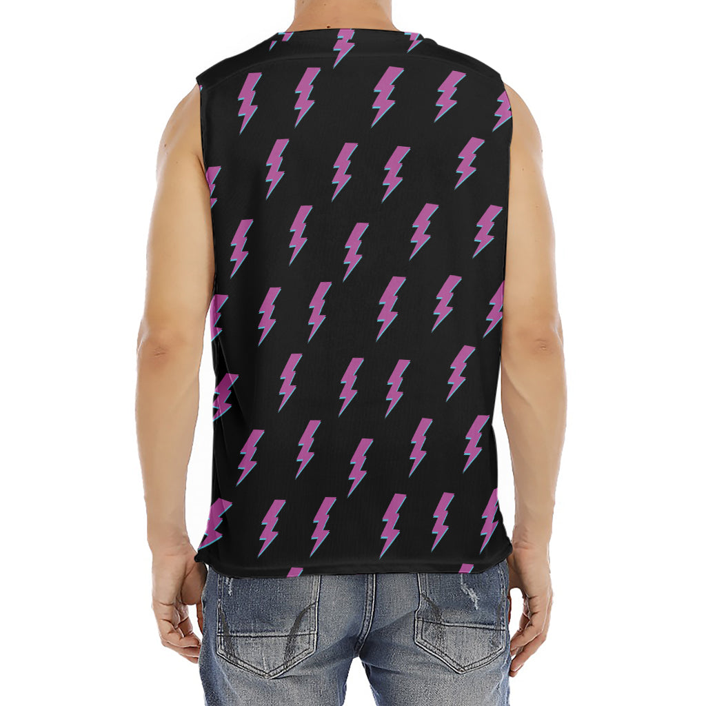 Purple And Teal Lightning Pattern Print Men's Fitness Tank Top