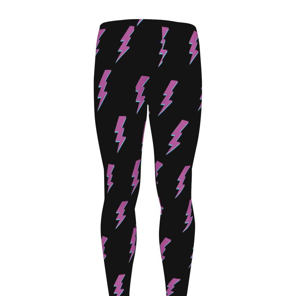 Purple And Teal Lightning Pattern Print Men's leggings