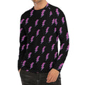 Purple And Teal Lightning Pattern Print Men's Long Sleeve Rash Guard