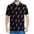 Purple And Teal Lightning Pattern Print Men's Polo Shirt