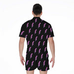 Purple And Teal Lightning Pattern Print Men's Rompers