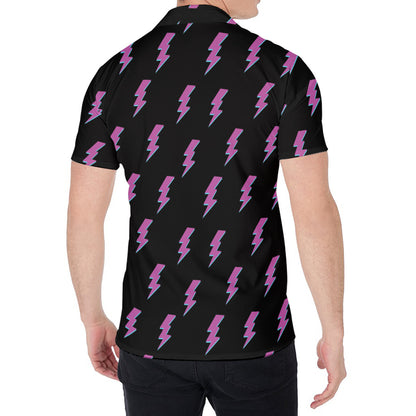 Purple And Teal Lightning Pattern Print Men's Shirt