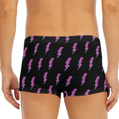 Purple And Teal Lightning Pattern Print Men's Short Boxer Briefs