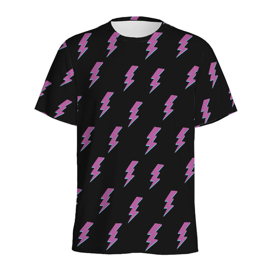 Purple And Teal Lightning Pattern Print Men's Sports T-Shirt