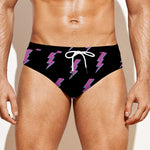 Purple And Teal Lightning Pattern Print Men's Swim Briefs