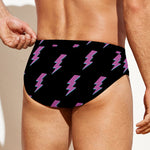 Purple And Teal Lightning Pattern Print Men's Swim Briefs