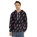 Purple And Teal Lightning Pattern Print Men's Velvet Pullover Hoodie