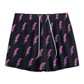 Purple And Teal Lightning Pattern Print Mesh Shorts