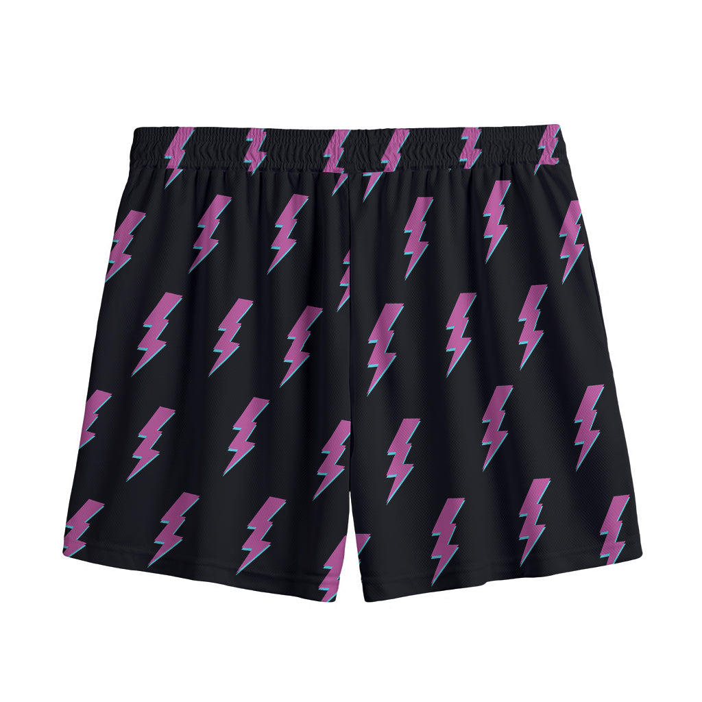 Purple And Teal Lightning Pattern Print Mesh Shorts