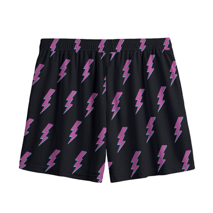 Purple And Teal Lightning Pattern Print Mesh Shorts