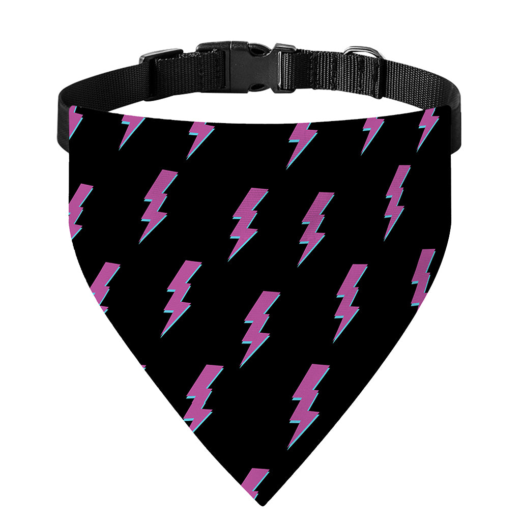 Purple And Teal Lightning Pattern Print Over The Collar Dog Bandana
