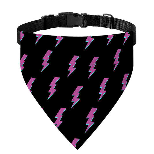 Purple And Teal Lightning Pattern Print Over The Collar Dog Bandana