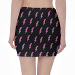 Purple And Teal Lightning Pattern Print Pencil Mini Skirt