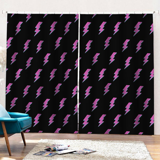 Purple And Teal Lightning Pattern Print Pencil Pleat Curtains