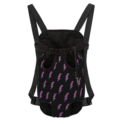 Purple And Teal Lightning Pattern Print Pet Carrier Backpack