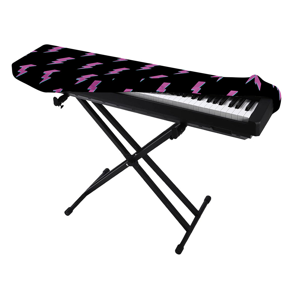 Purple And Teal Lightning Pattern Print Piano Keyboard Cover