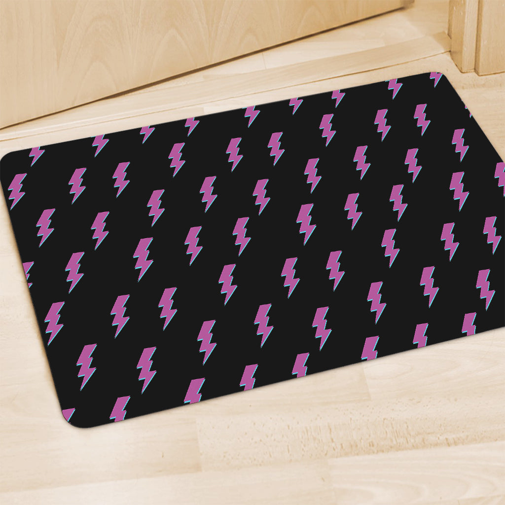 Purple And Teal Lightning Pattern Print Polyester Doormat