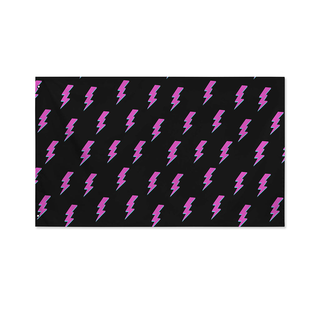 Purple And Teal Lightning Pattern Print Polyester Flag