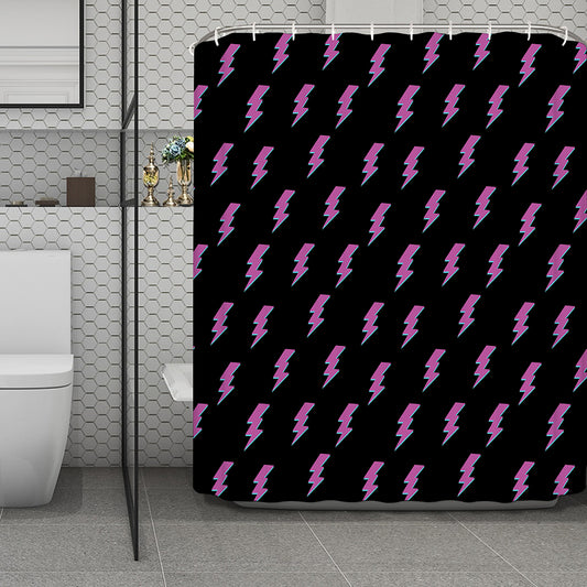 Purple And Teal Lightning Pattern Print Polyester Shower Curtain