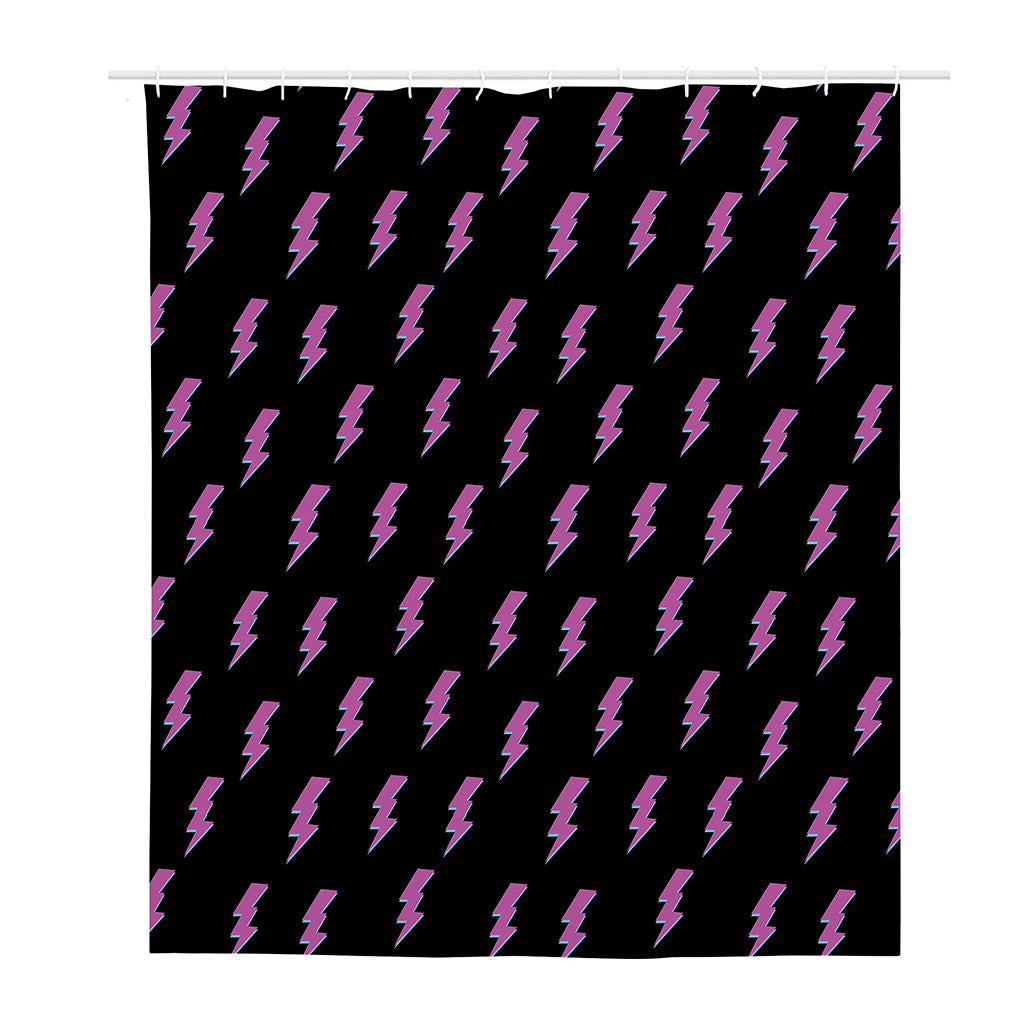 Purple And Teal Lightning Pattern Print Polyester Shower Curtain