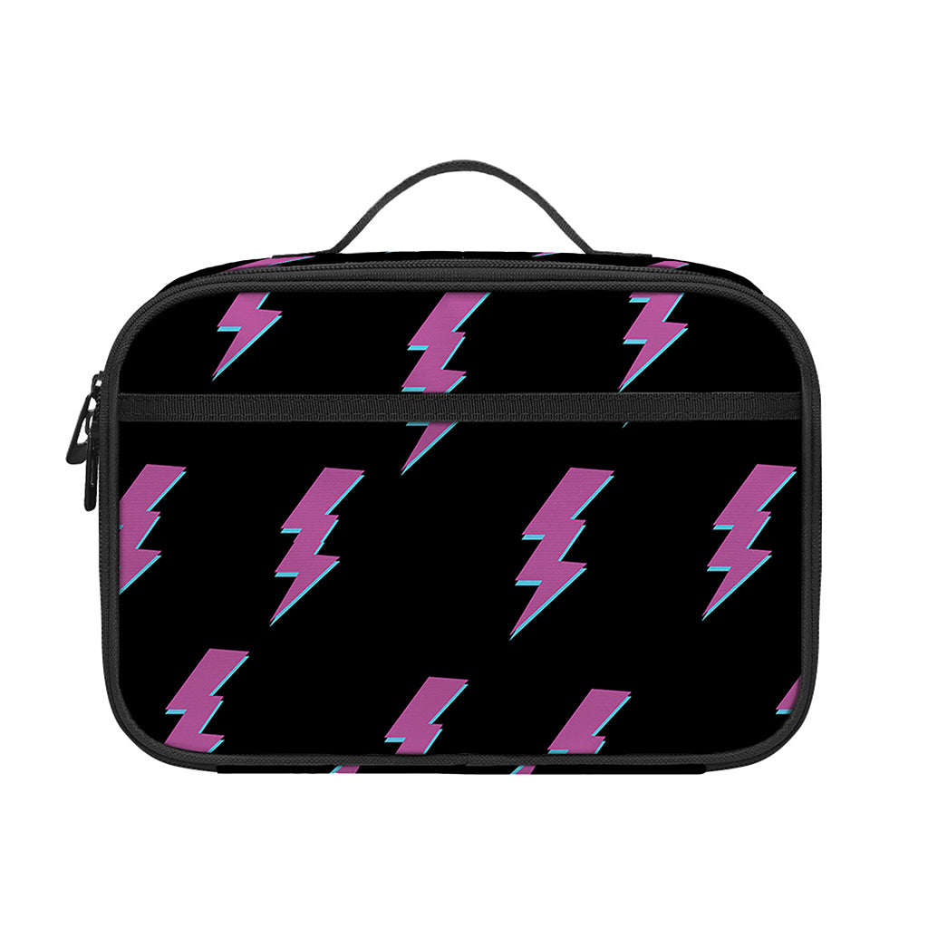 Purple And Teal Lightning Pattern Print Portable Lunch Bag