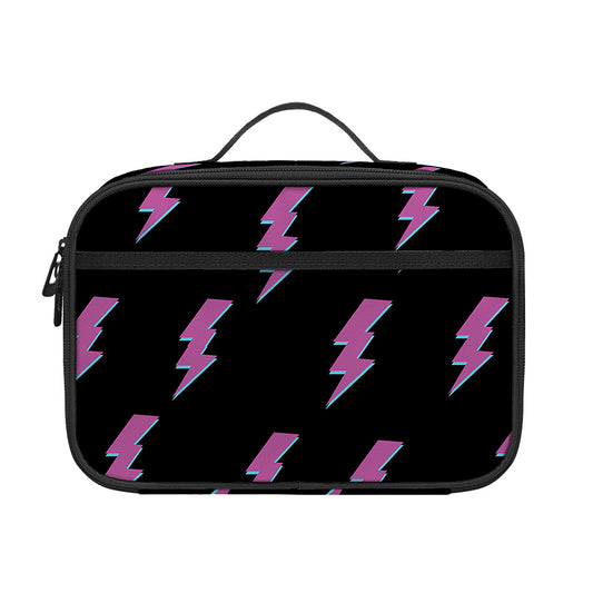 Purple And Teal Lightning Pattern Print Portable Lunch Bag