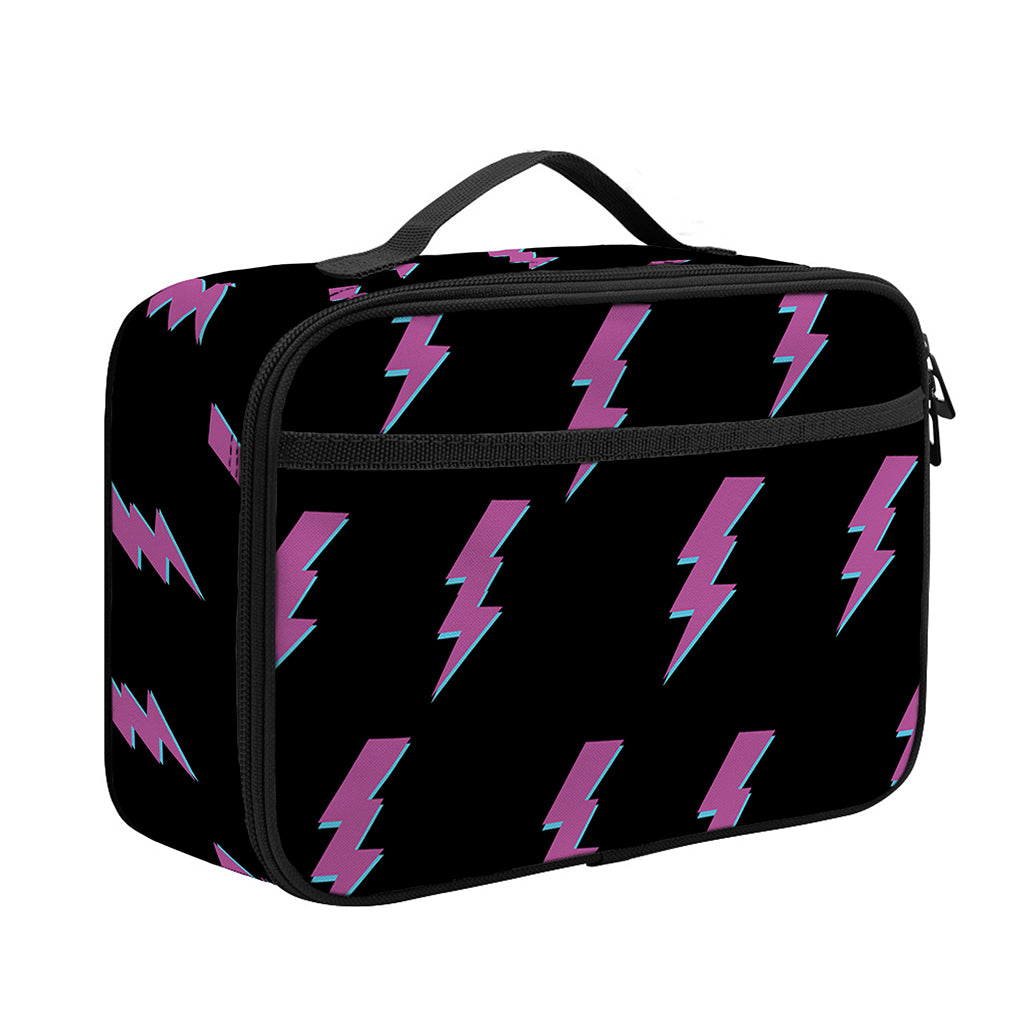 Purple And Teal Lightning Pattern Print Portable Lunch Bag