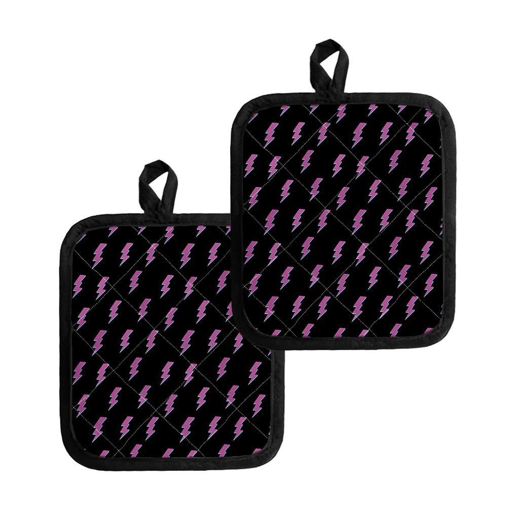 Purple And Teal Lightning Pattern Print Pot Holders