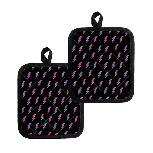 Purple And Teal Lightning Pattern Print Pot Holders