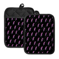 Purple And Teal Lightning Pattern Print Pot Holders With Pocket