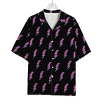 Purple And Teal Lightning Pattern Print Rayon Hawaiian Shirt