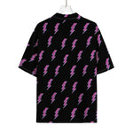 Purple And Teal Lightning Pattern Print Rayon Hawaiian Shirt