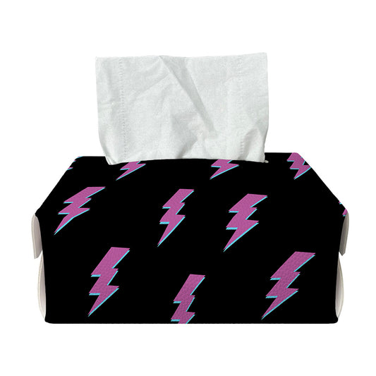 Purple And Teal Lightning Pattern Print Rectangle Tissue Box Cover