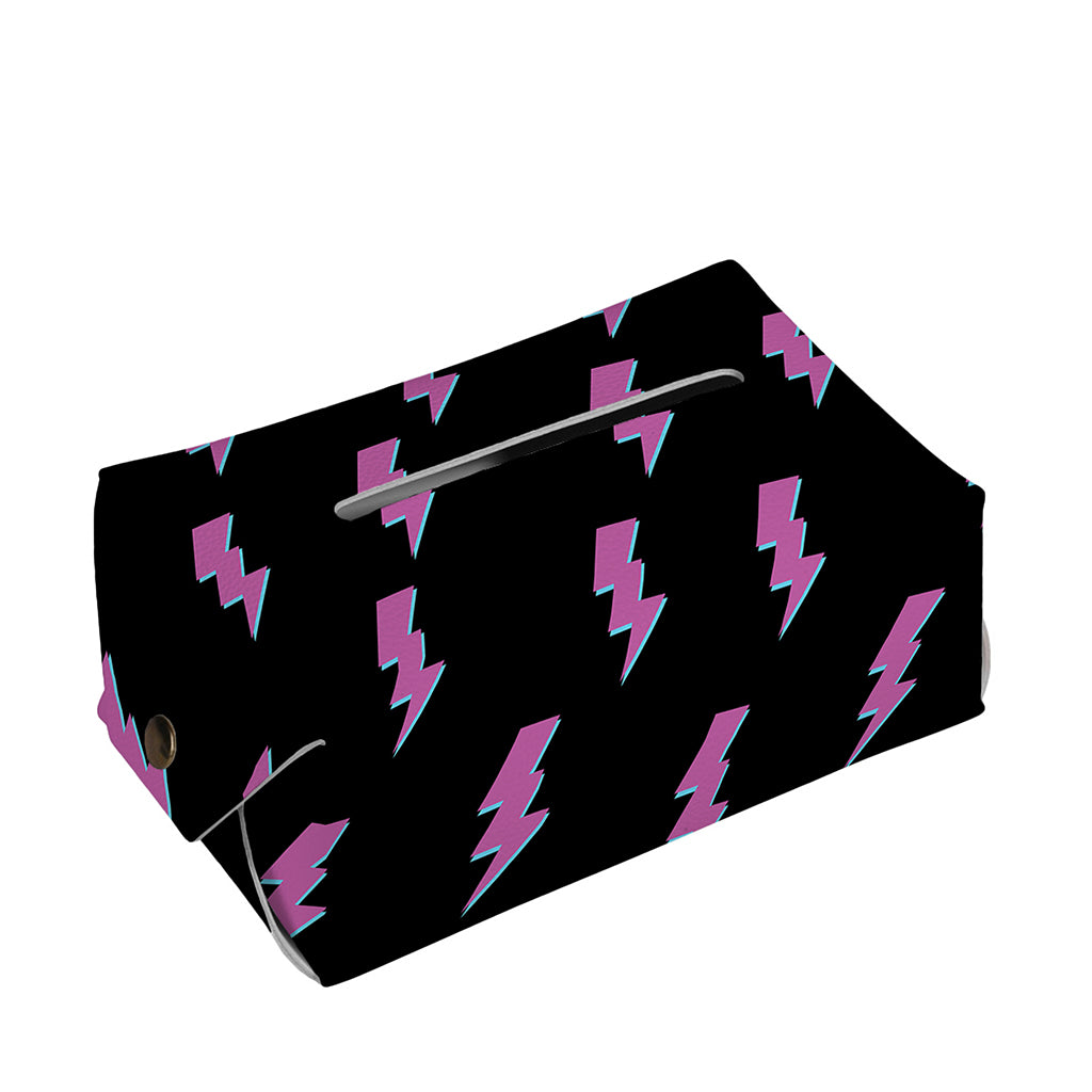 Purple And Teal Lightning Pattern Print Rectangle Tissue Box Cover