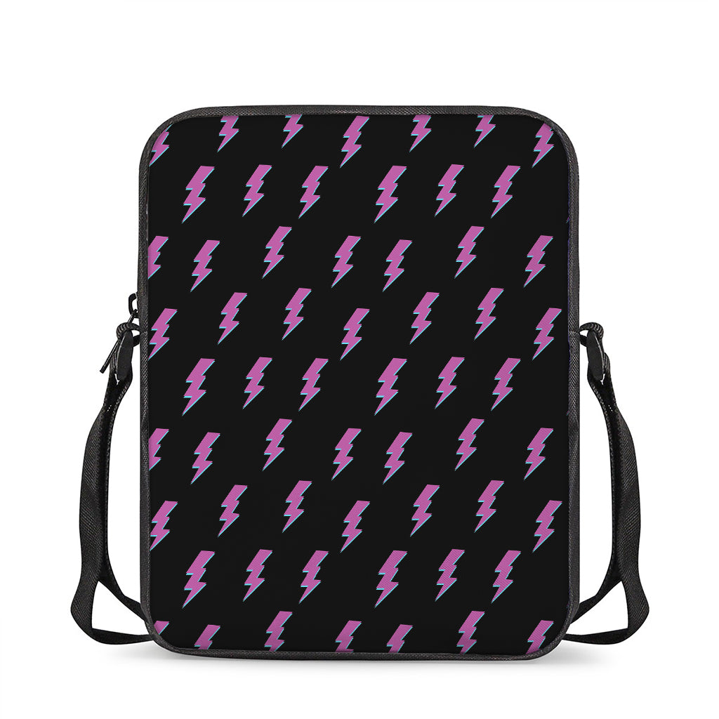Purple And Teal Lightning Pattern Print Rectangular Crossbody Bag