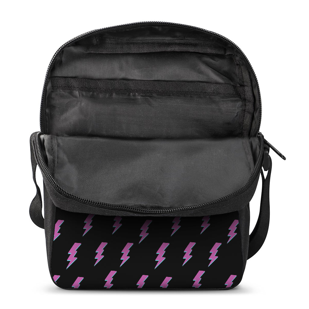 Purple And Teal Lightning Pattern Print Rectangular Crossbody Bag