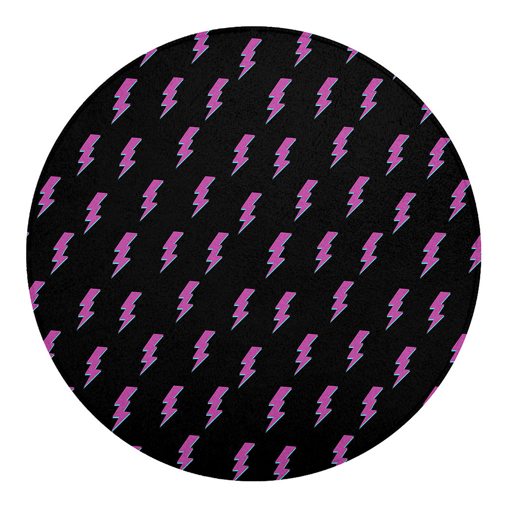 Purple And Teal Lightning Pattern Print Round Blanket