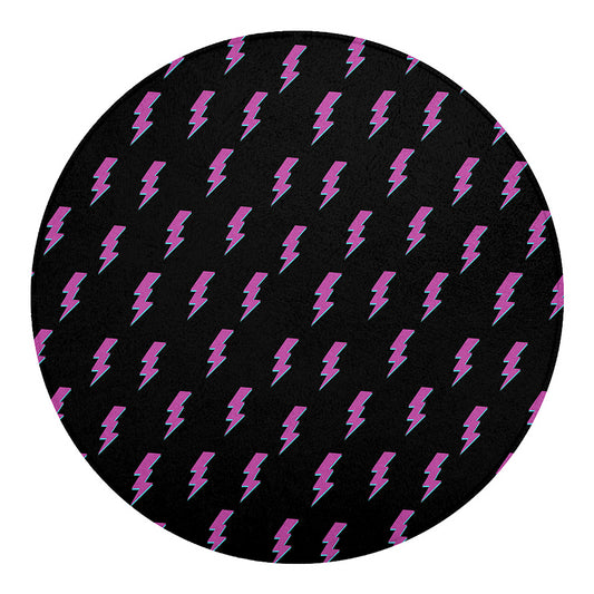 Purple And Teal Lightning Pattern Print Round Blanket