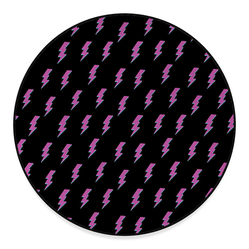 Purple And Teal Lightning Pattern Print Round Floor Mat