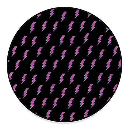 Purple And Teal Lightning Pattern Print Round Floor Mat