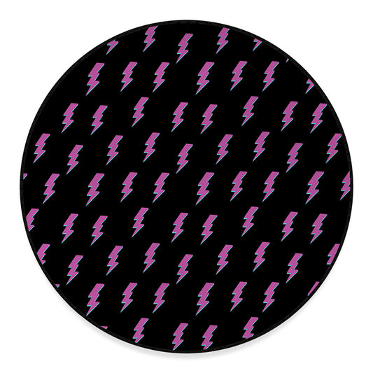 Purple And Teal Lightning Pattern Print Round Floor Mat