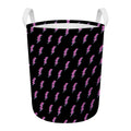 Purple And Teal Lightning Pattern Print Round Laundry Basket