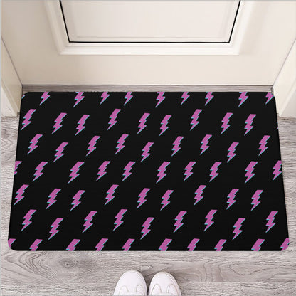 Purple And Teal Lightning Pattern Print Rubber Doormat